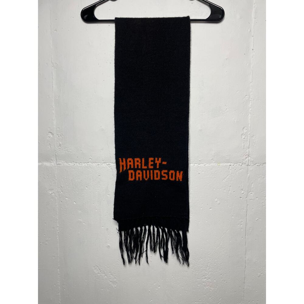 Vintage Harley- Davidson Acrylic Scarf Black Orange made in USA